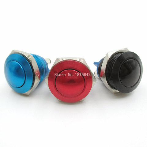 Botón de inicio con bocina momentáneo de 16mm, interruptor de botón de acero inoxidable, interruptores de reinicio de Metal, Color rojo, azul y negro ► Foto 1/1