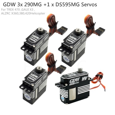 GDW 3 piezas DS290MG + 1 pieza DS595MG HV medio Servo Digital de Metal partes de helicóptero para 450 450L X3 380, 420 ► Foto 1/6