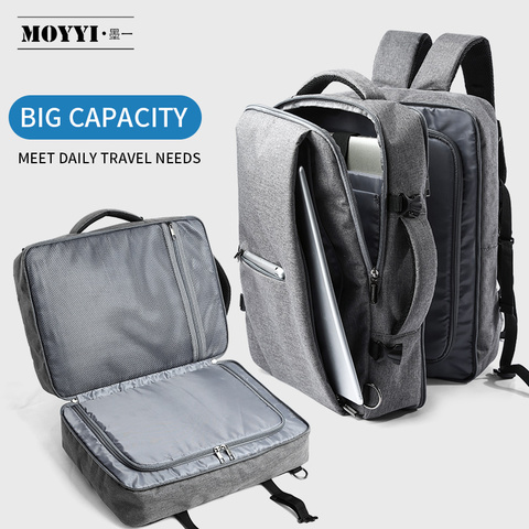 MOYYI mochilas de doble compartimento de viaje de negocios Multi-capa con bolsa Digital única para Laptop de 15,6 pulgadas bolsos de mochila para hombre ► Foto 1/6