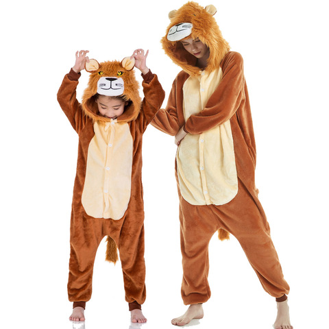 Pijamas de animales para niños y niñas, disfraz de unicornio Kigurumi para la familia, ropa de Cosplay de Anime, mono de León para adolescentes ► Foto 1/6