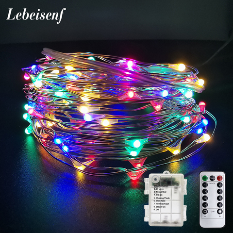 Guirnalda de luces LED brillante de hadas, 5M y 10M, impermeable, 8 modos con Control remoto, decoración navideña para exteriores, Año Nuevo ► Foto 1/6