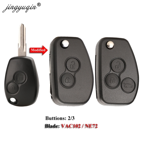 Jingyuqin VAC102 Ne72, carcasa de llave modificada para Renault, Dacia, Modus, Logan, Clio, Espace, Nissan 2/3BTN, funda de mando a distancia con tapa ► Foto 1/6