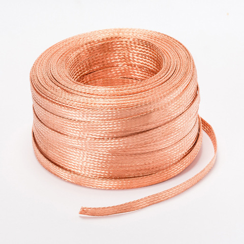 Cable de conexión de manga trenzada de cobre estañado, 1 metro, 4/6/10/25/35, cinta conductora cuadrada, soldadura trenzada de desoldar ► Foto 1/6