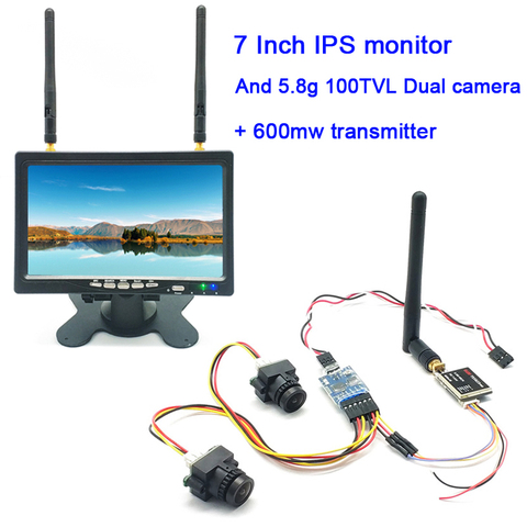 Monitor HD IPS de 7 pulgadas para Dron de control remoto, 5,8G, 40 canales, 1024x600, cámara de vídeo Dual de 3 CANALES, FPV, 5,8G, 600, transmisor de vídeo mW ► Foto 1/6