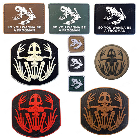 Esqueleto parches de goma calavera Rana Animal insignia de PVC militar táctico militar parches con apliques para mochila, bolsas de ropa ► Foto 1/6