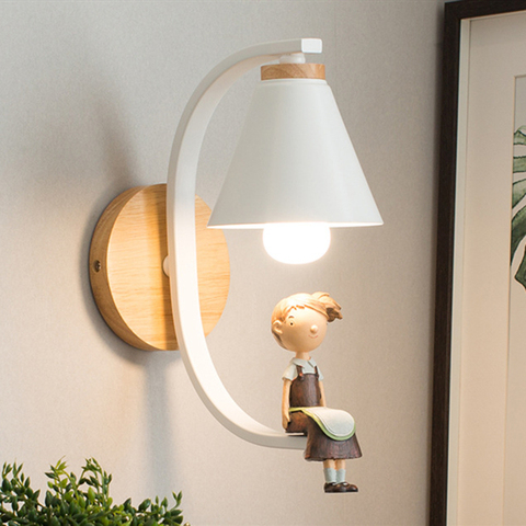 Lámpara de pared de madera moderna, maqueta de resina creativa para sala de estar, dormitorio, habitación de niños, nórdica, decoración del hogar, accesorios de iluminación ► Foto 1/6