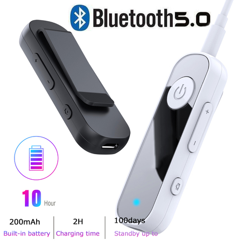 Receptor Bluetooth 5,0, 3,5mm, 3,5 AUX, Conector estéreo, USB, Clip de música, adaptador de Audio inalámbrico con micrófono para altavoz, kit de transmisor de coche ► Foto 1/6