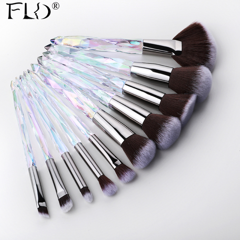 Juego de brochas de Maquillaje de cristal FLD de 10 uds, brocha para brochas de maquillaje, brocha profesional para sombra de ojos y cejas ► Foto 1/6