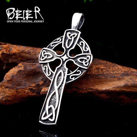 BEIER-Colgante con diseño de Cruz vikinga para hombre, collar de acero inoxidable 316L, amuleto de Odin, joyería LLBP8-484P ► Foto 1/6