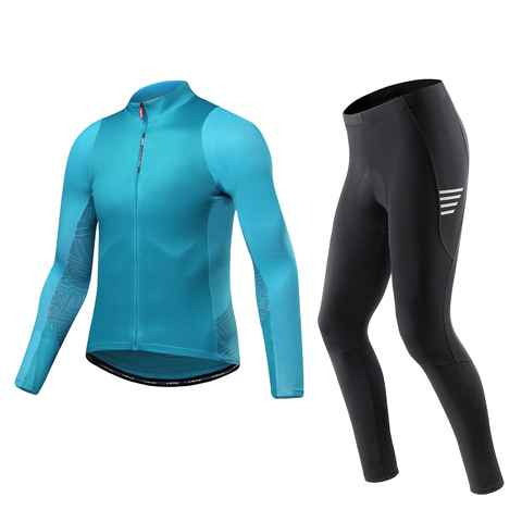 Santic-Conjuntos de ciclismo para Hombre Ropa Deportiva de manga larga, Jersey y pantalones largos, conjunto de ropa para bicicleta de montaña, talla asiática ► Foto 1/6