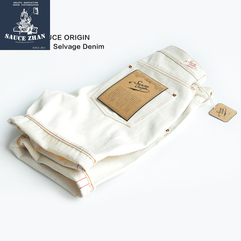 SAUCE ORIGIN-pantalones vaqueros cortos de punto para hombre, Selvedge cruda con borde de pantalones de mezclilla, vaqueros para hombre, vaqueros de marca para hombre ► Foto 1/5