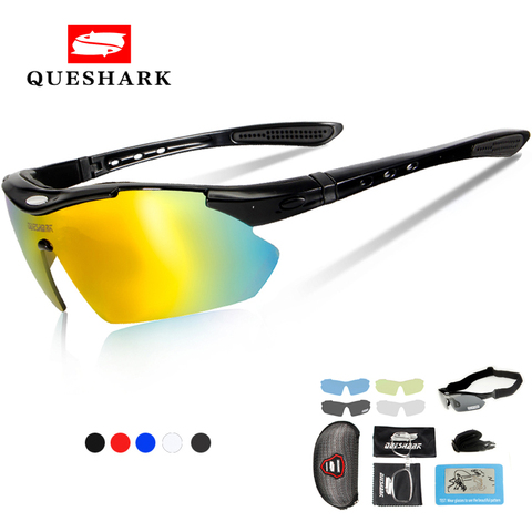 Queshark polarizado gafas de ciclismo deportes de bicicletas Bike gafas de sol gafas de pesca ciclismo gafas 5 lente miopía ► Foto 1/6