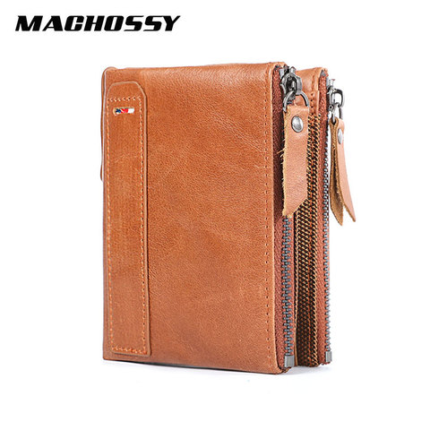 100% Cartera de cuero genuino para hombres, pequeño bolsillo con cremallera, billeteras para hombres, Portomonee, monedero corto para hombre, marca Perse Carteira para Rfid ► Foto 1/6