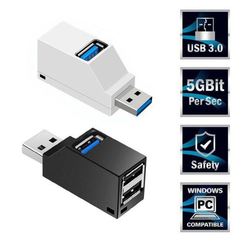 Miniconcentrador divisor de 3 puertos USB 3,0, adaptador de caja de transferencia de datos de alta velocidad para PC, portátil, MacBook Pro, accesorios ► Foto 1/6