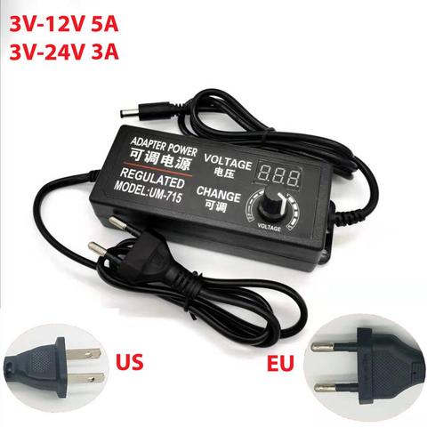 Adaptador de fuente de alimentación ajustable de CA a CC, 3V-12V, 3V-24VLighting, accesorios, pantalla de visualización, fuente de alimentación de voltaje 3 12 24 V ► Foto 1/6