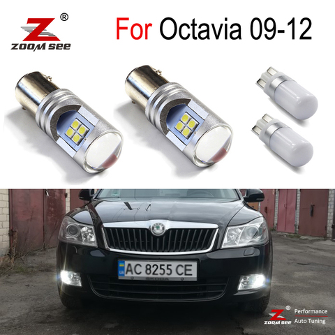 Bombilla LED blanca Canbus perfecta para marcha atrás + luz de día DRL + posición de aparcamiento para Skoda Octavia 2 MK2 A5 FL 1Z, espejo, 2009-2012 ► Foto 1/6