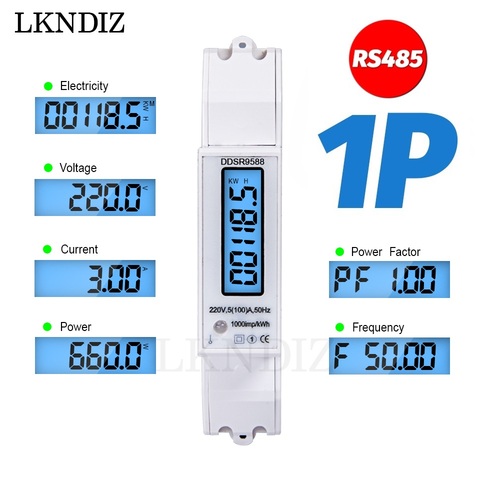 Modbus RTU-monofásico RS485, 5(100A) 220V/230V, medidor de consumo de energía kWh ► Foto 1/6