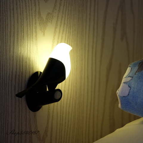 Luz de pared con Led Sensor de movimiento pájaro luz USB recargable lámpara de pared luz de noche de lámpara de baño Loft Sensor para escaleras luces ► Foto 1/6