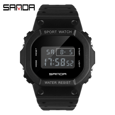 SANDA-Reloj deportivo digital para hombre y mujer, pulsera electrónica de hora unisex resistente al agua con estilo G de marca de moda y diseño militar retro ► Foto 1/6