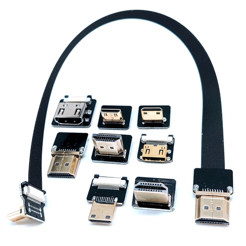 FPV compatible con HDMI Cable plano en ángulo Micro Mini hdmi hombre FPC ffc plano Cable HDMI para Multicopter fotografía aérea ► Foto 1/6