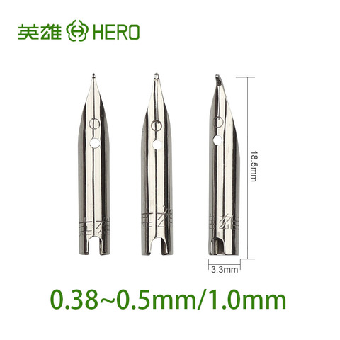 Héroe Original marca bolígrafo universal punta 0,38mm 0,5mm pluma para caligrafía pequeño iridic plumín de oro general fuente lápiz de repuesto nib ► Foto 1/3