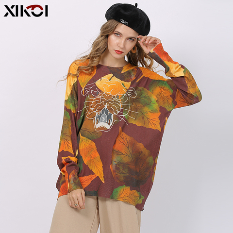 XIKOI nueva estampado de tigre suéteres de invierno para mujer de Jersey de punto suéteres Tops de talla grande para mujer jesery suéter femenino ► Foto 1/6