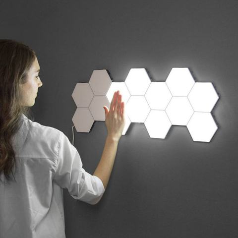 Quantum-Lámpara led de pared, modular, sensible al tacto, Hexagonal, luz nocturna, decoración creativa magnética para luz del hogar ► Foto 1/6