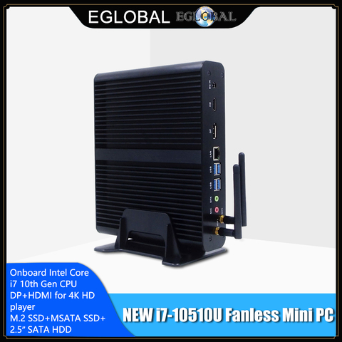 EGLOBAL-Mini ordenador Intel i7-10710U de 6 núcleos 2 * DDR4 m2 SSD 2 * LANs 4K HTPC Windows 10 Linux 8 * USB tipo EC HDMI DP WiFi ► Foto 1/6