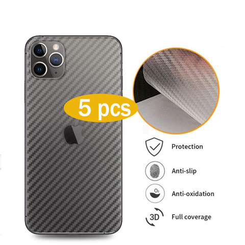 Magtim 5PS claro 3D fibra de carbono Protector película para iPhone 11 Pro Max 7 8 PLUS 6 6S Durable volver película para iPhoneX XS MAX XR ► Foto 1/6