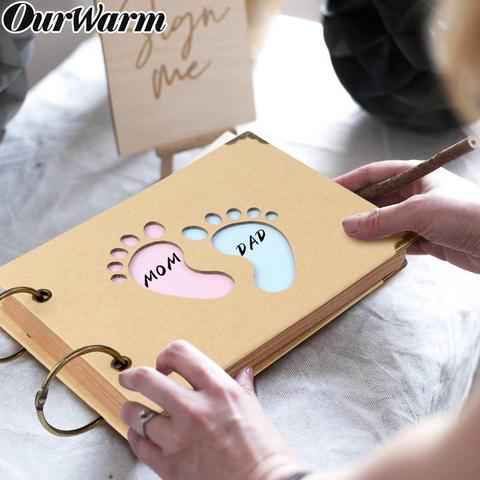 OurWarm-libro de invitados para Baby Shower, Diseño de Elefante de firma, papel Kraft, tarjetas de advertencia, decoración de fiesta de cumpleaños ► Foto 1/6