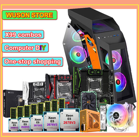 HUANANZHI-placa base de X99-T8 con carcasa para PC, 512G, SSD, 600W, PSU, CPU Xeon, E5, 2678, V3, CPU, Enfriador de RAM, 64G, 1866, tarjeta de vídeo RECC, RTX2060, 6G ► Foto 1/6