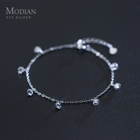 Modian-pulsera de plata de ley 925 para mujer, cadena brillante de CZ transparente, cierre de tipo langosta geométrica, joyería femenina ► Foto 1/3