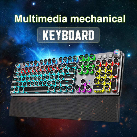 AULA-Teclado mecánico redondo para videojuegos teclado con retroiluminación LED, con cable USB, antighosting, Azul, Negro, Rojo, marrón, para PC ► Foto 1/6