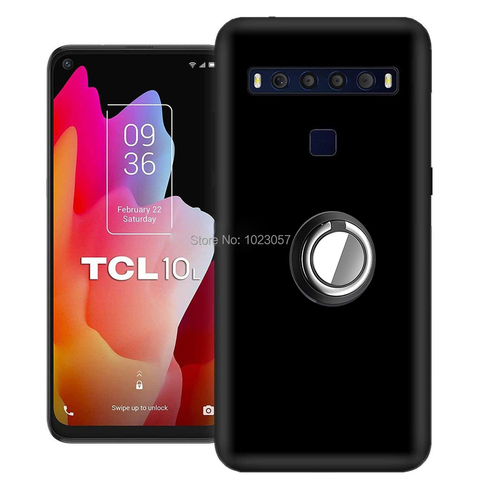 Funda para TCL 10L Plex, soporte para anillo de dedo mate negro, funda suave de TPU a prueba de golpes para TCL 10 Lite SE ► Foto 1/6