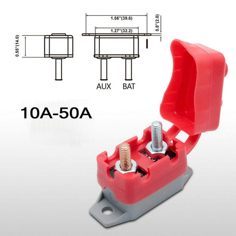 Interruptor de circuito y cubierta de batería Dual de 12V, fusible de reinicio automático, 10A, 20A, 30A, 40A, 50A, interruptor de circuito impermeable para coche y barco ► Foto 1/6