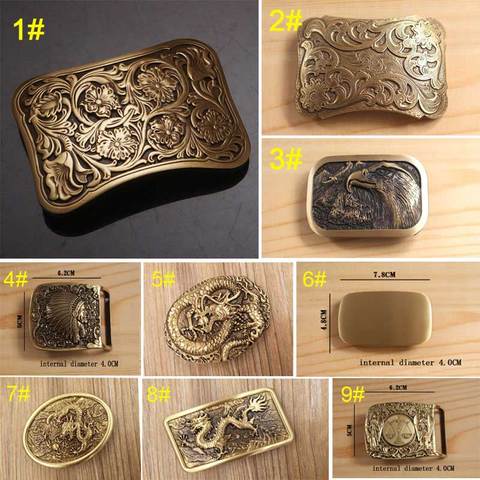 Hebilla de cinturón de cobre macizo para hombre, hebilla en relieve de alta calidad ► Foto 1/6