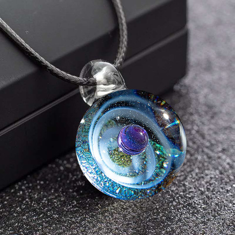 Collar con colgante de Luna y bola esmaltada de cielo estrellado para mujer, collar con colgante de galaxia del universo, accesorios para mujer, CS-01 ► Foto 1/6