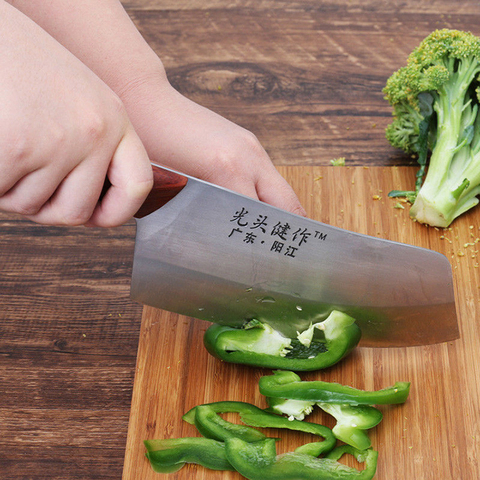 Cuchillo de carnicero chino de alto carbono, utensilio de cocina japonés con mango de madera, para carne, frutas, verduras y pescado ► Foto 1/6