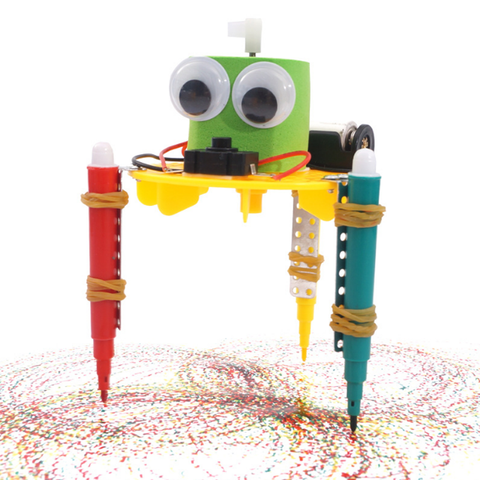 Robot de técnica de garabatos para aprendizaje temprano, pequeños inventos, juguetes educativos para niños, experimentos de ciencia primaria y secundaria ► Foto 1/6