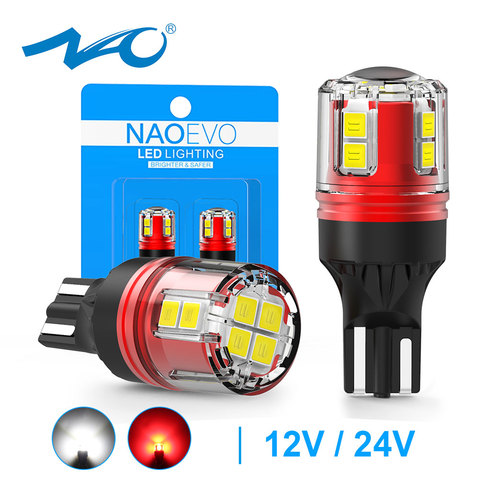 NAO-bombilla LED trasera para coche, accesorios de lámpara de marcha atrás, Mini tamaño 921, 6W, 2000Lm, T15, T16, 12V, 24V, blanco, rojo, 912, W16W ► Foto 1/6