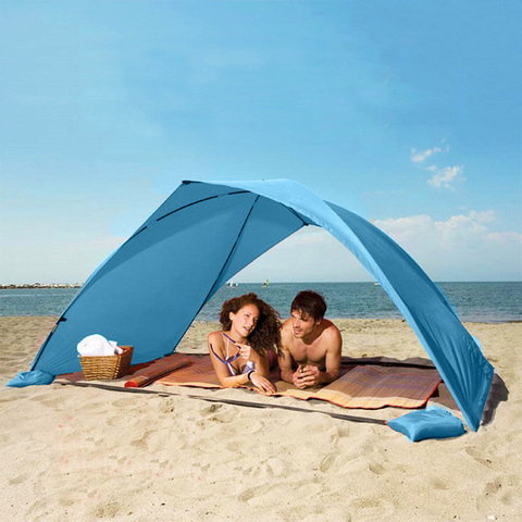 Dom refugio carpa para la playa verano al aire libre UV Tarp Sun Shade Strandtent cabaña Camping pesca toldo parasol playa dosel carpa ► Foto 1/5