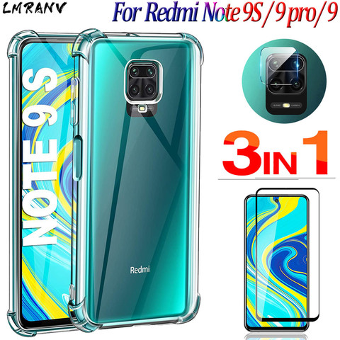 Silicona para teléfono Funda Xiaomi Redmi 9 Pro Note 9 S Case Funda de teléfono+Cámara+Cristal,funda protectora Anti-shock Airbag Carcasa Xoaomi Redmi Note 9 Pro Xiomi Note 9S 8 T 9Pro Mi 9Lite Fundas transparente ► Foto 1/6