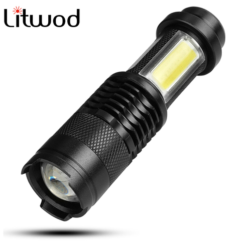 Litwod-minilinterna LED Z35 SK68C XPE COB, linterna de aluminio resistente al agua con 4 modos, Utiliza batería 14500 o AA para acampar y trabajar ► Foto 1/6