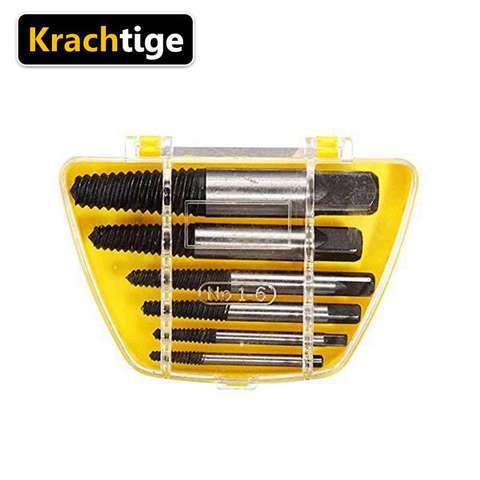 Krachtige-Centro Extractor de tornillos, juego de guías de broca, Extractor de perno dañado, Velocidad de extracción fácil, 6 uds. ► Foto 1/6