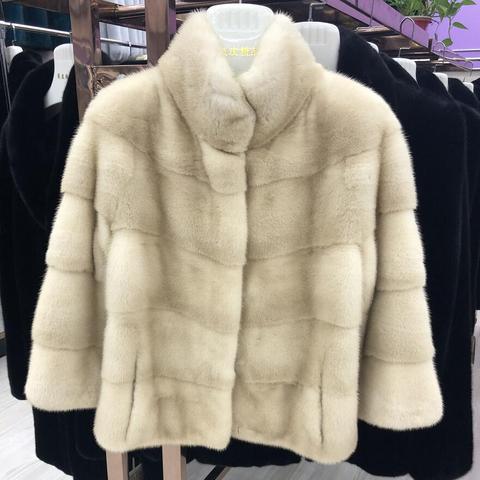 Chaqueta de piel auténtica de visón para mujer, abrigo corto de Piel de visón Natural, informal, cálida, a la moda, nueva ► Foto 1/6