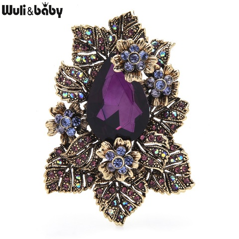 Wuli y Cristal púrpura estilo palaciego broches de flores para las mujeres de diamantes de imitación fiesta Oficina broche regalos ► Foto 1/3