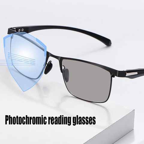 Gafas de lectura graduadas para hombre, lentes fotocromáticas multifocales para presbicia, Tr90, marco completo, negro + 2022 1,5, novedad de 2,5 ► Foto 1/6