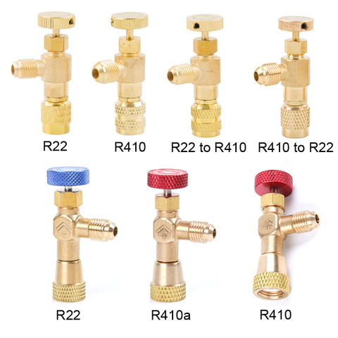 Herramienta de refrigeración R410a R22, adaptador de válvula de seguridad para aire acondicionado, accesorio de manguera de carga macho/hembra de 1/4 