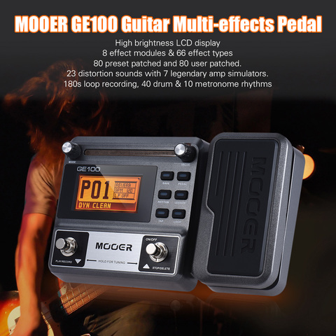 MOOER-procesador multiefecto GE100 para guitarra, función de grabación en bucle de Pedal con pantalla LCD, accesorios para guitarra, PE100 ► Foto 1/6