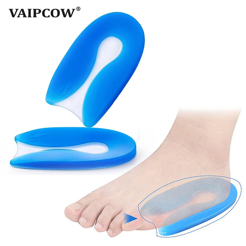 Dolor en el pie 100% de Gel de silicona en forma de U de fascitis Plantar en vivomed talón Protector espolón del talón cojín zapato de plantilla para los hombres y las mujeres ► Foto 1/6